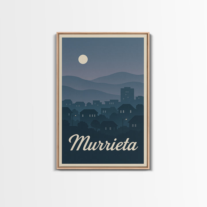 Murrieta Travel Poster, Framed Canvas Print, Mid Century City Wall Art, Murrieta Art Print, Gift For Travelers, Vintage City Poster