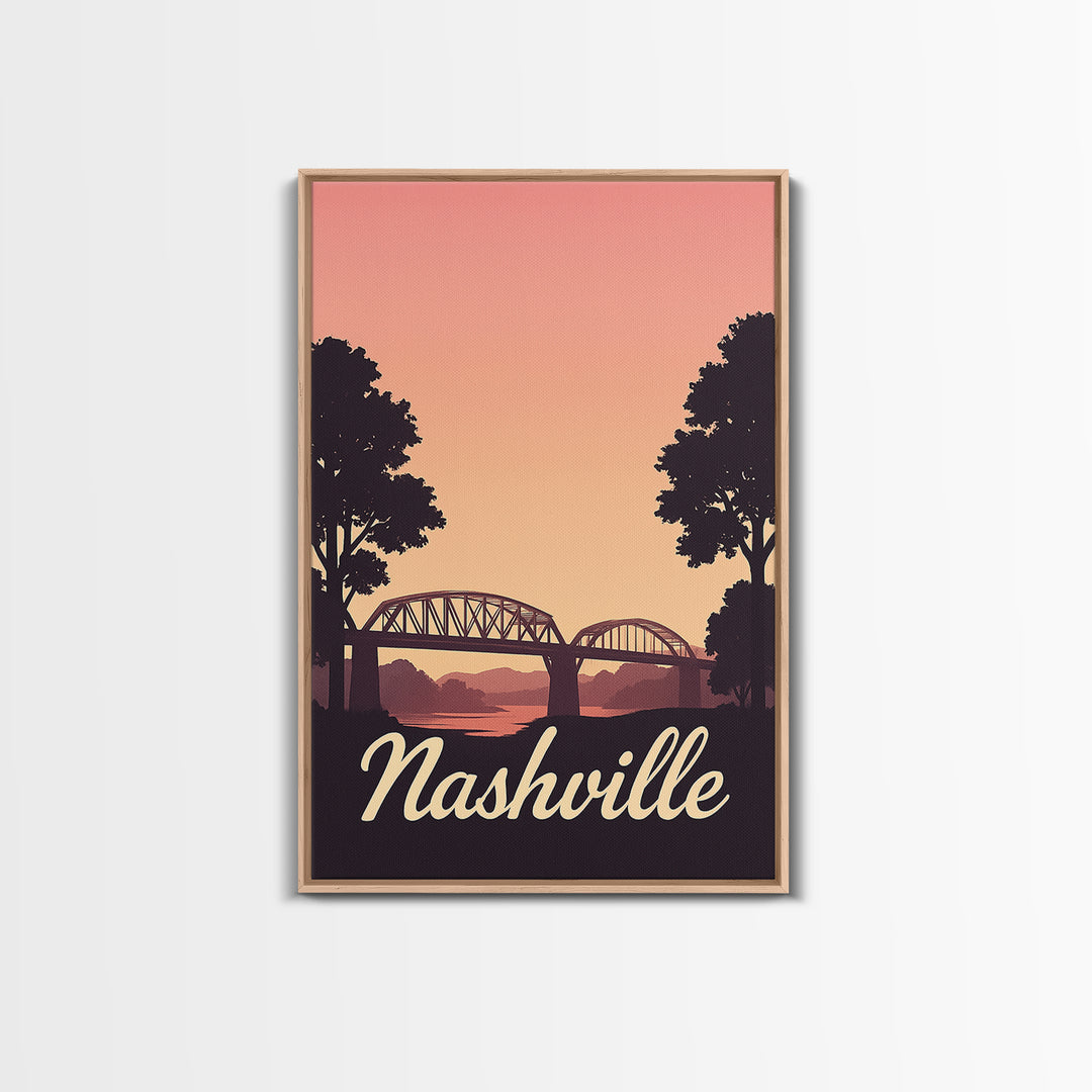 Nashville Tennessee Travel Poster, Canvas Print, Vintage Travel Poster Art, Nashville City Art, Vintage Travel Art, Living Room Wall Art