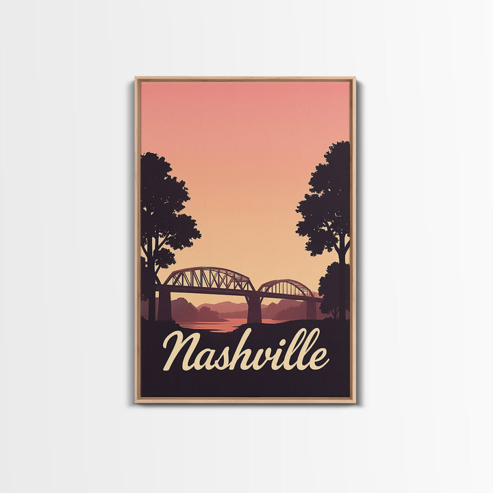 Nashville Tennessee Travel Poster, Canvas Print, Vintage Travel Poster Art, Nashville City Art, Vintage Travel Art, Living Room Wall Art