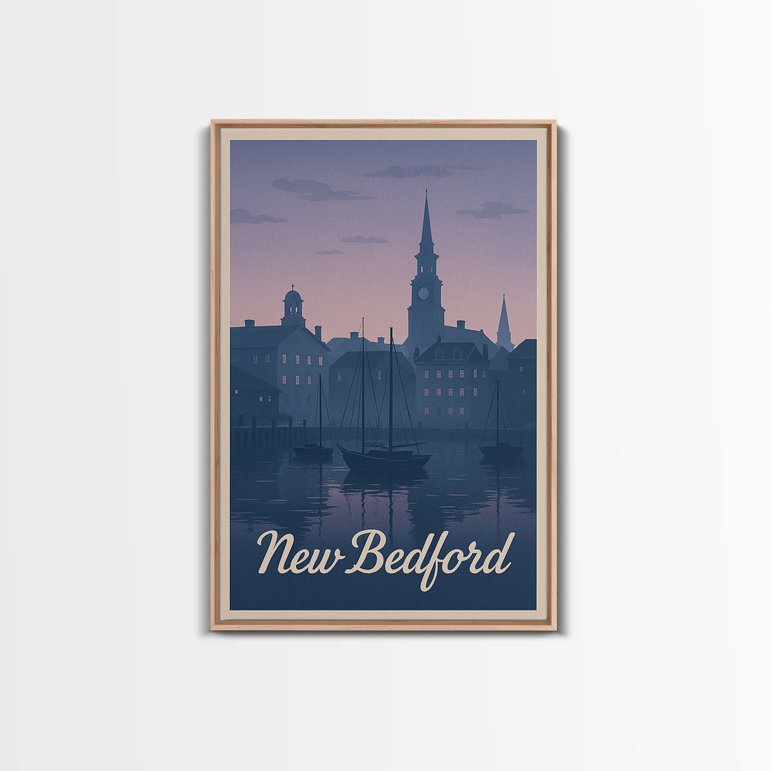 New Bedford Travel Poster, Framed Canvas Print, Vintage Travel Poster Art, New Bedford Poster Print, Fine Art Print, Vintage Travel Art