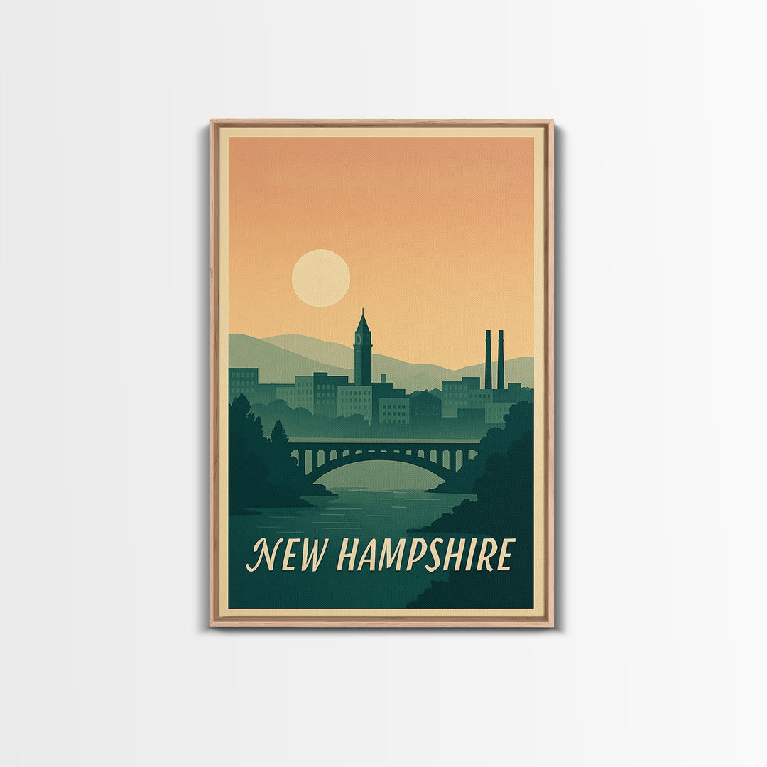 New Hampshire Travel Poster, Canvas Print, Mid Century City Wall Art, New Hampshire Poster Print, City Art Print, Travel Poster Set