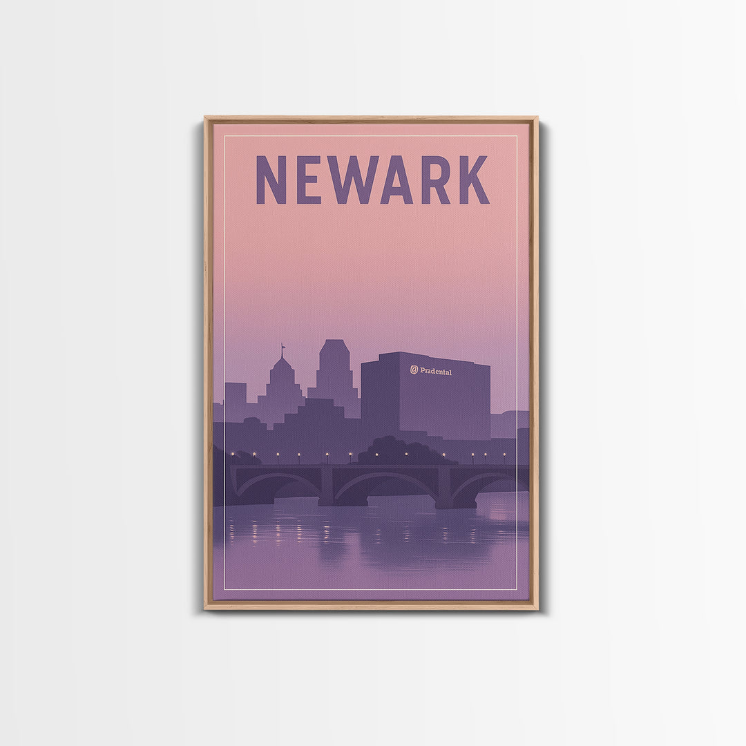 Newark New Jersey Travel Poster, Canvas Print, Mid Century City Wall Art, Newark Art Print, Watercolor City Skyline, Art Print