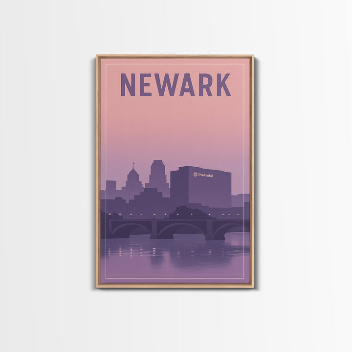 Newark New Jersey Travel Poster, Canvas Print, Mid Century City Wall Art, Newark Art Print, Watercolor City Skyline, Art Print