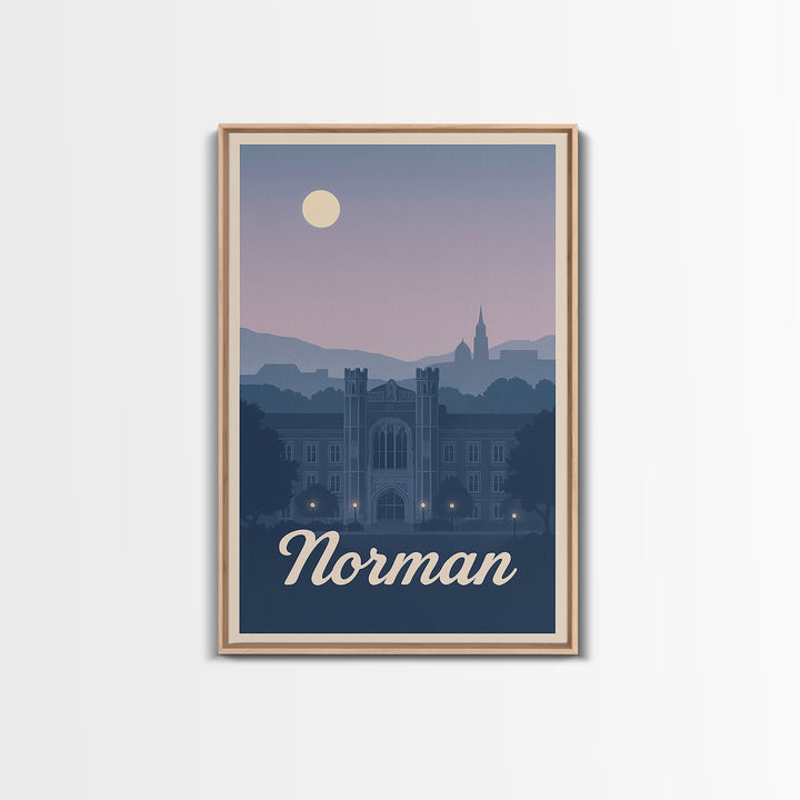Norman Travel Poster, Framed Canvas Print, Classic Travel Poster Art, Norman City Art, Retro Travel Print, Mid Century Wall Art