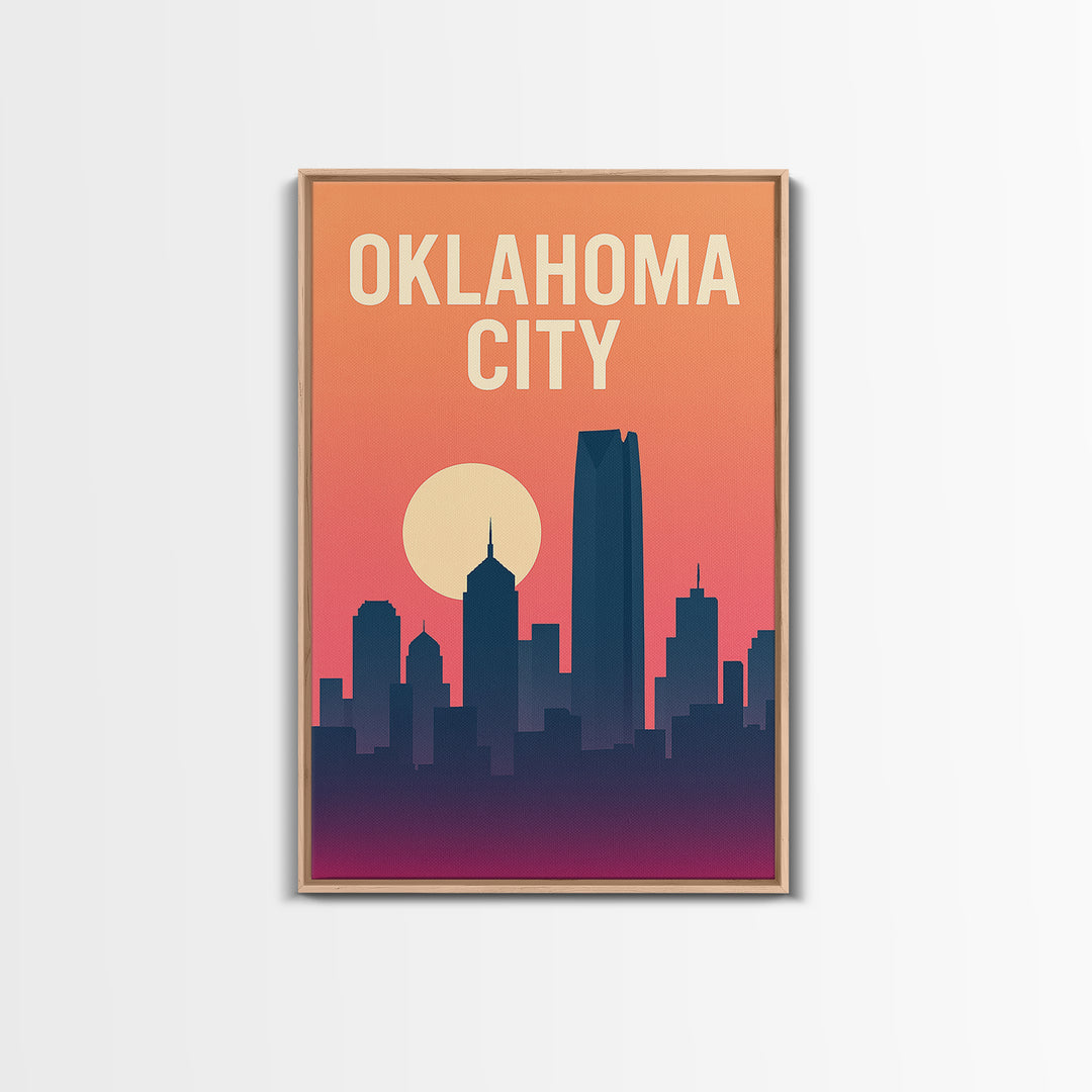Oklahoma City Oklahoma Travel Poster, Canvas Print, Vintage Travel Poster Art, Oklahoma City Poster Print, Travel Poster Art, Landscape Art