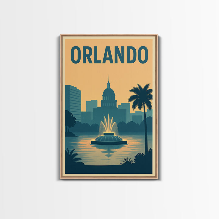 Orlando Travel Poster, Framed Canvas Print, Classic Travel Poster Art, Orlando Travel Art, Vintage Travel Art, Mid Century Wall Art