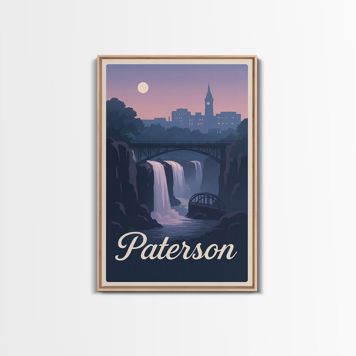 Paterson Travel Poster, Framed Canvas Print, Mid Century City Wall Art, Paterson Poster Print, Travel Poster Set, Gift For Travelers