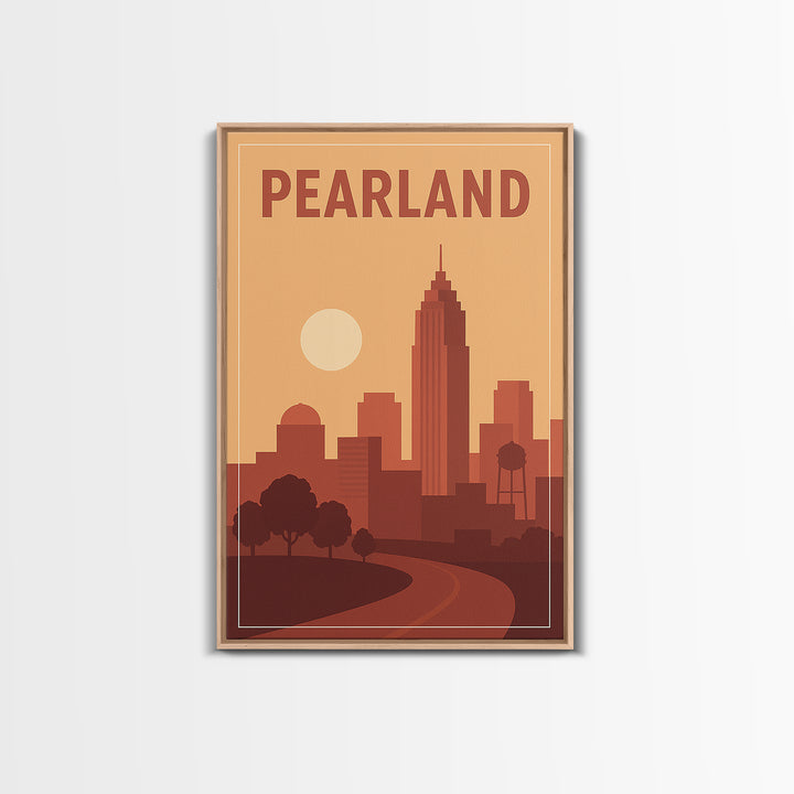 Pearland Travel Poster, Canvas Print, Mid Century City Wall Art, Pearland City Art, Vintage City Art, Retro Travel Print, Travel Art Print