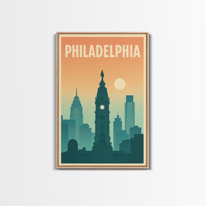 Philadelphia Pennsylvania Travel Poster, Canvas Print, Classic Travel Poster Art, Philadelphia Wall Art, Office Decor, Eclectic Wall Decor
