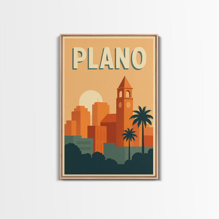 Plano Travel Poster, Canvas Print, Mid Century City Wall Art, Plano Travel Art, Travel Poster Set, Travel Art Print, Travel Wall Decor
