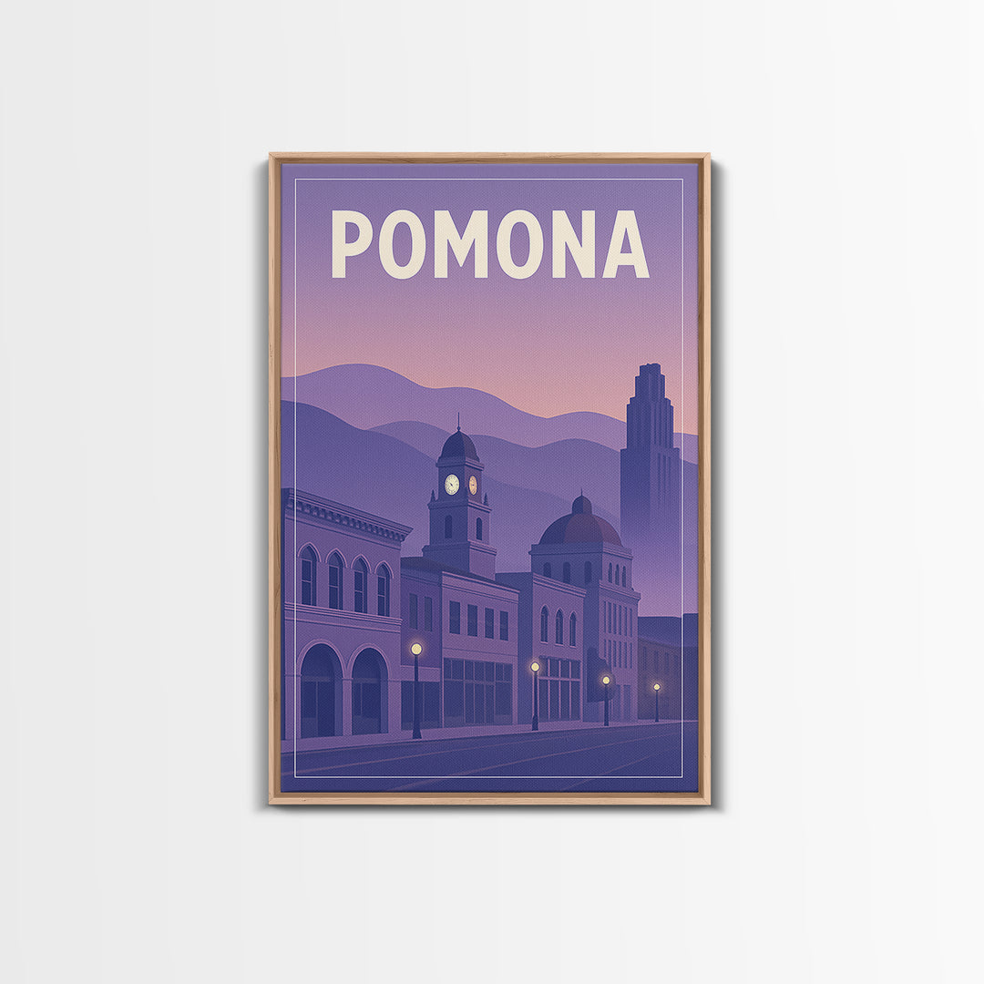 Pomona California Travel Poster, Canvas Print, Classic Travel Poster Art, Pomona City Art, Wall Art, Wanderlust Decor, City Art Print