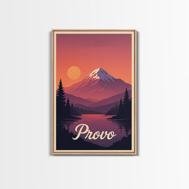 Provo Utah Travel Poster, Canvas Print, Vintage Travel Poster Art, Provo Wall Art, City Travel Prints, Fine Art Print, Retro Travel Print