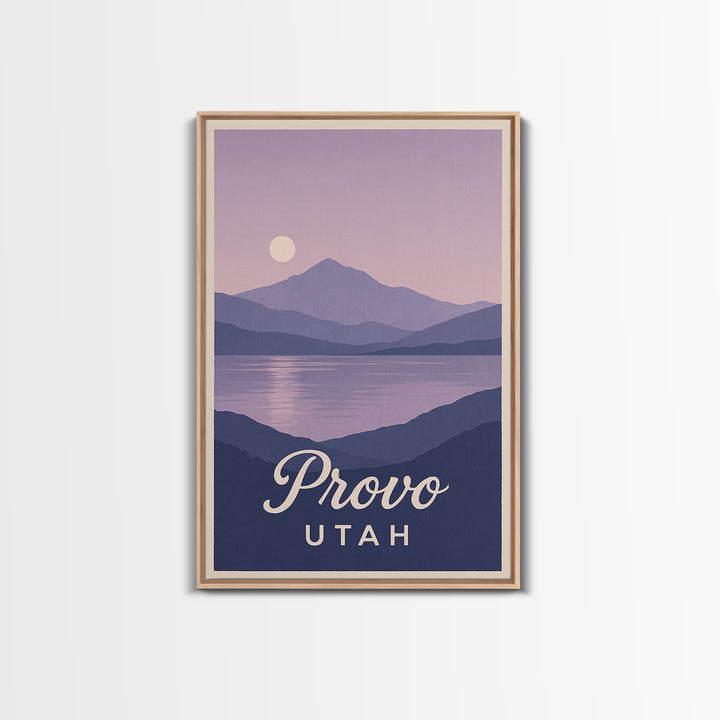 Provo Travel Poster, Framed Canvas Print, Classic Travel Poster Art, Provo Poster Print, Vintage City Art, Vintage Travel Art, Wall Art