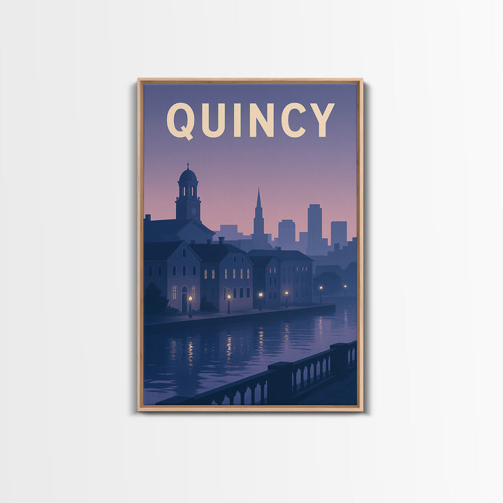 Quincy Massachusetts Travel Poster, Canvas Print, Vintage Poster Art, Quincy Wall Art, City Art Print, Travel Wall Art, Travel Poster Art