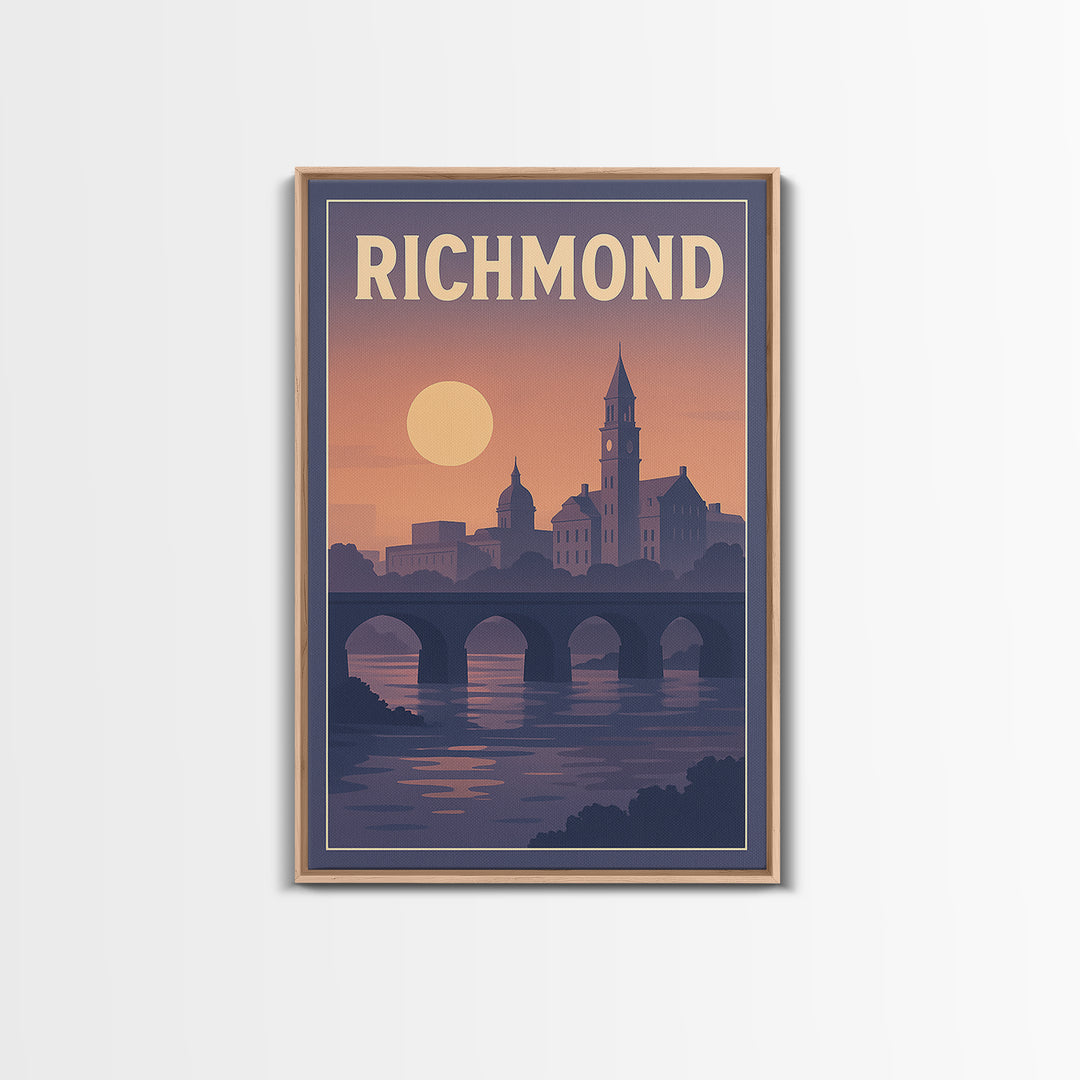 Richmond Travel Poster, Canvas Print, Classic Travel Poster Art, Richmond Travel Art, Modern Wall Decor, Living Room Wall Art, Design 2