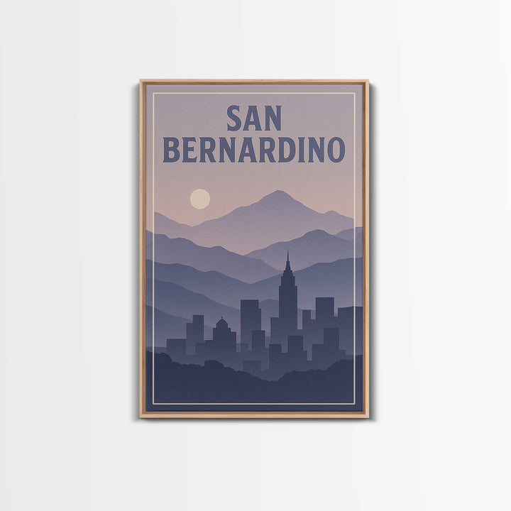 San Bernardino California Travel Poster, Canvas Print, Mid Century City Wall Art, San Bernardino Travel Art, Modern Wall Decor, Wall Art