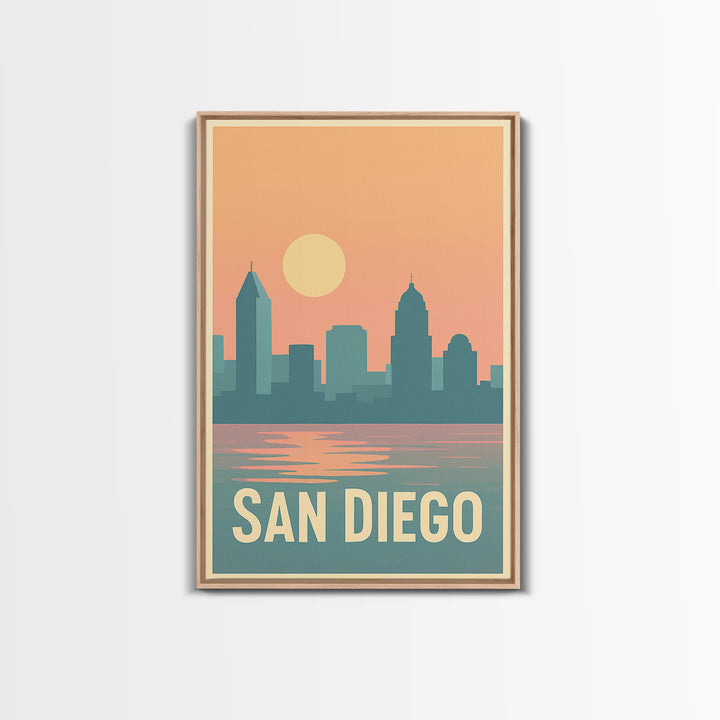 San Diego Travel Poster, Canvas Print, Classic Travel Poster Art, San Diego Travel Art, Fine Art Print, Travel Art Print, City Illustration