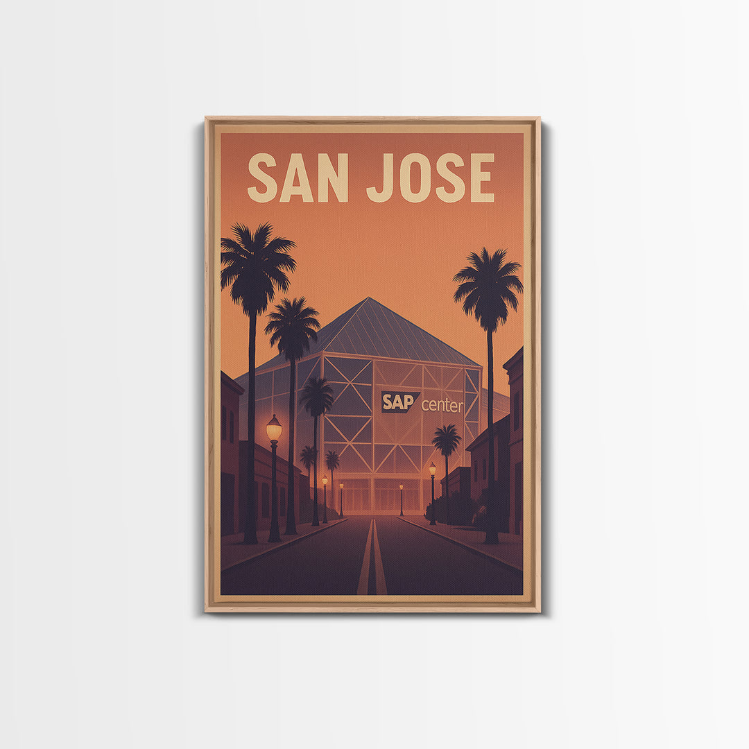 San Jose Travel Poster, Framed Canvas Print, Mid Century City Wall Art, San Jose Art Print, Wanderlust Decor, Gift For Travelers