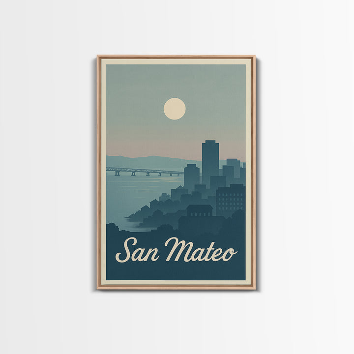 San Mateo Travel Poster, Canvas Print, Vintage Travel Poster Art, San Mateo Wall Art, Vintage Travel Print, Vintage City Poster