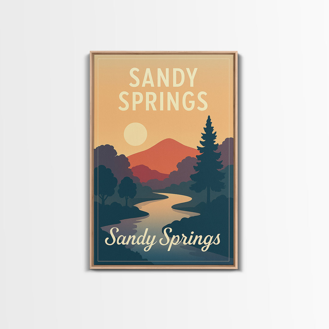 Sandy Springs Georgia Travel Poster, Canvas Print, Mid Century City Wall Art, Sandy Springs Travel Art, Travel Wall Decor, Travel Art Print