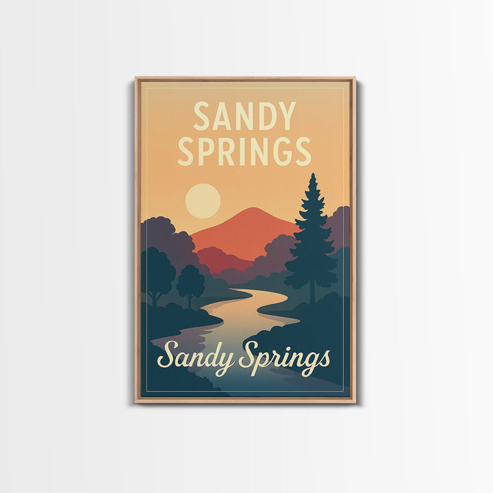 Sandy Springs Georgia Travel Poster, Canvas Print, Mid Century City Wall Art, Sandy Springs Travel Art, Travel Wall Decor, Travel Art Print