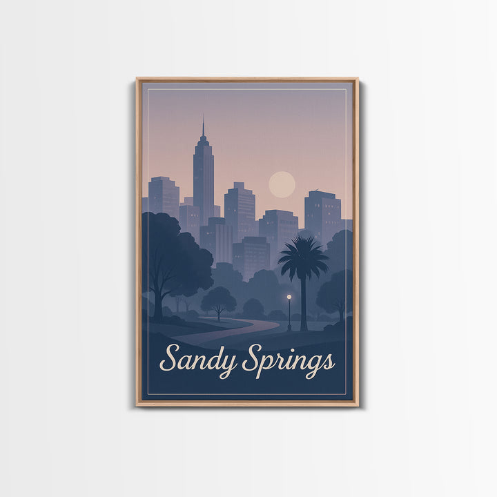 Sandy Springs Travel Poster, Framed Canvas Print, Classic Travel Poster Art, Sandy Springs Travel Art, City Art Print, Travel Poster Art
