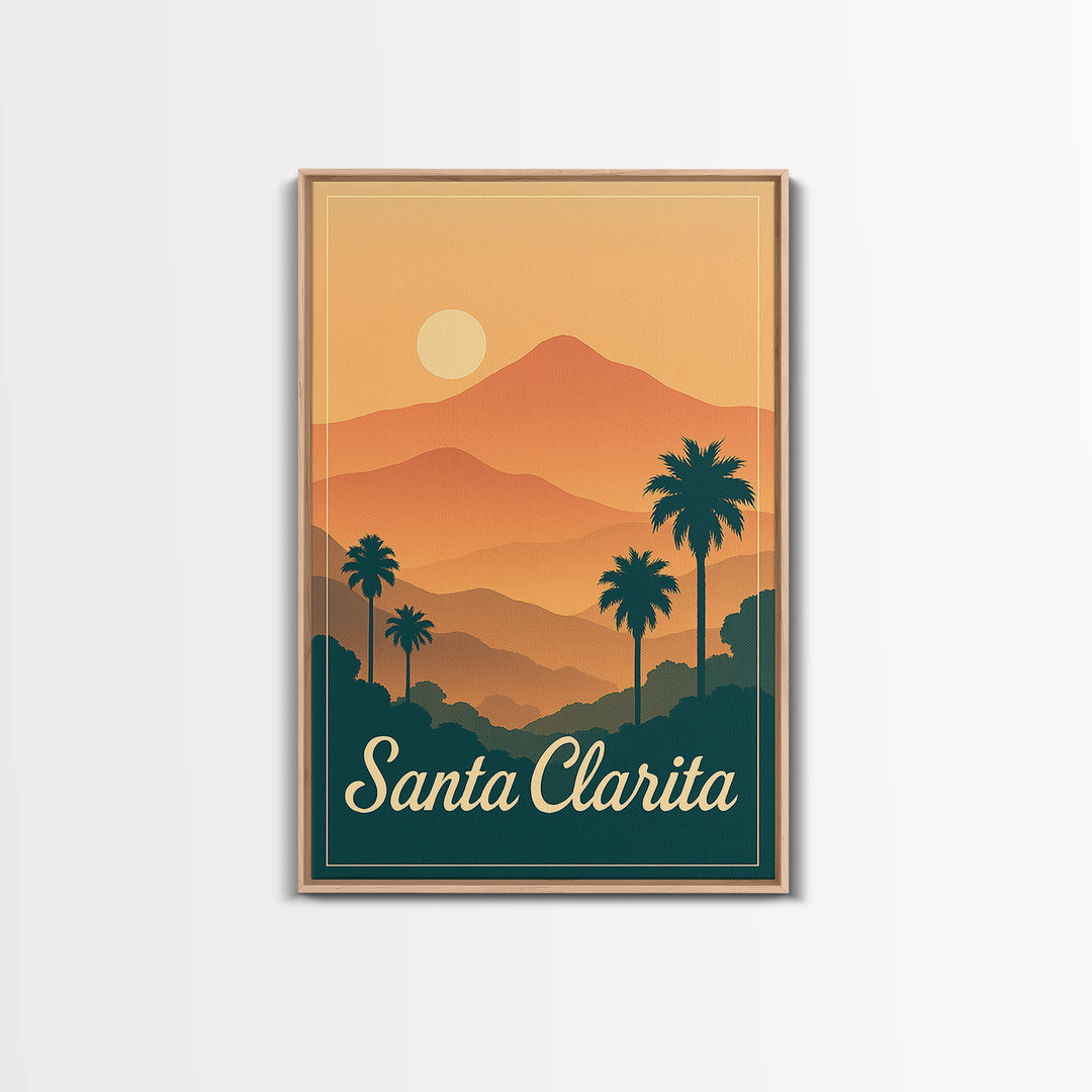 Santa Clarita California Travel Poster, Canvas Print, Classic Travel Poster Art, Santa Clarita Wall Art, Modern Wall Decor, Wall Decor