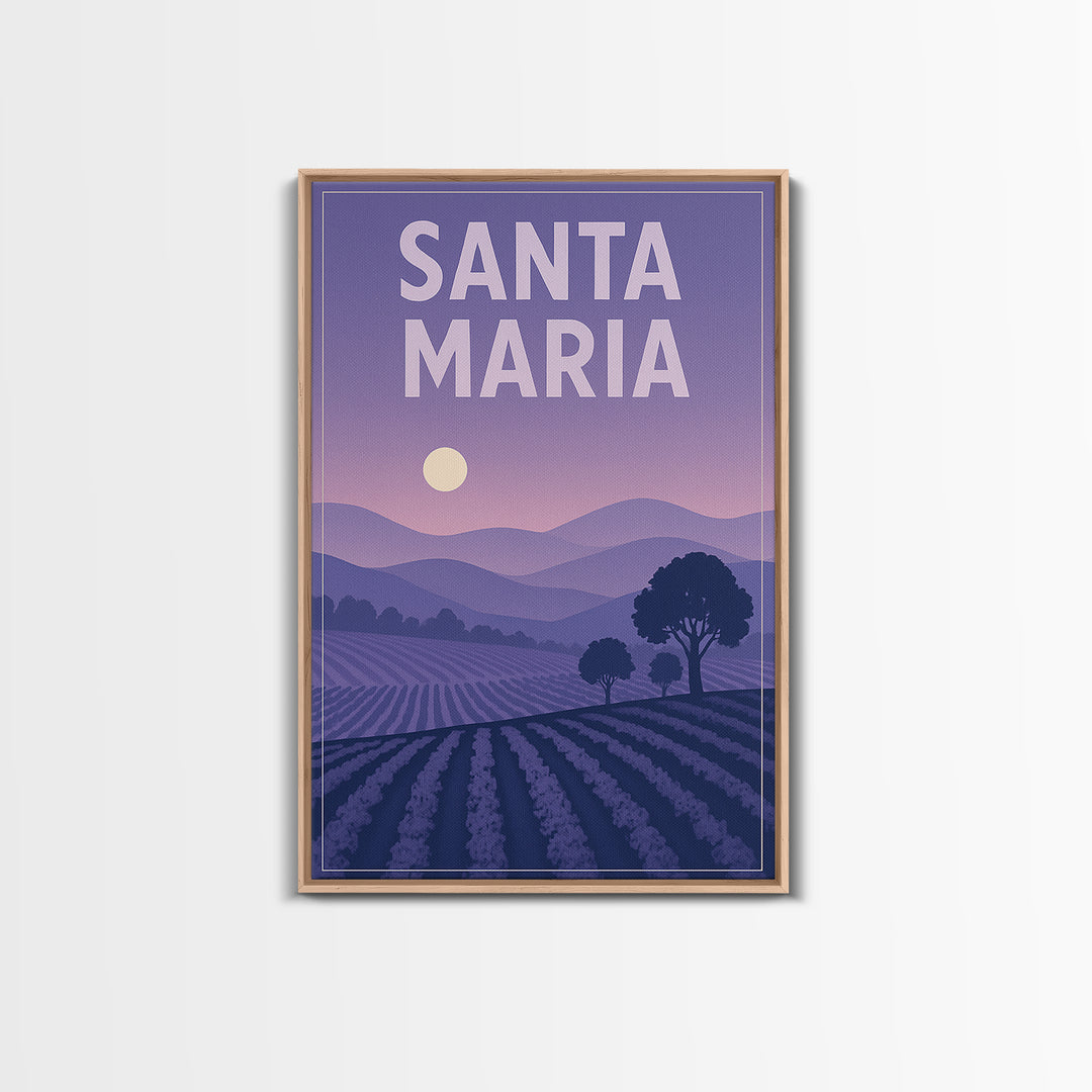 Santa Maria California Travel Poster, Canvas Print, Mid Century City Wall Art, Santa Maria Travel Art, City Illustration, Wall Decor