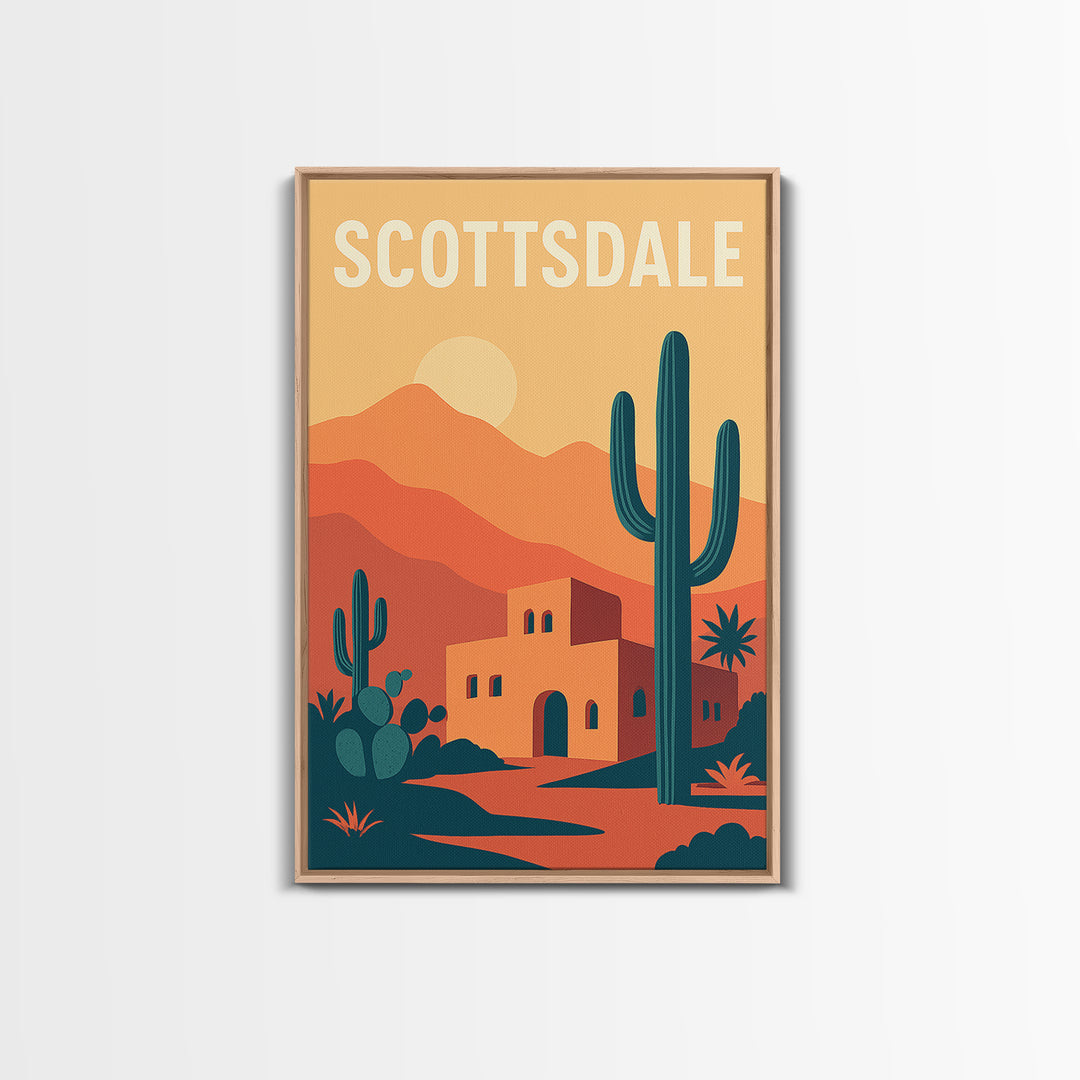 Scottsdale Travel Poster, Canvas Print, Vintage Travel Poster Art, Scottsdale Poster Print, Vintage City Poster, Fine Art Print