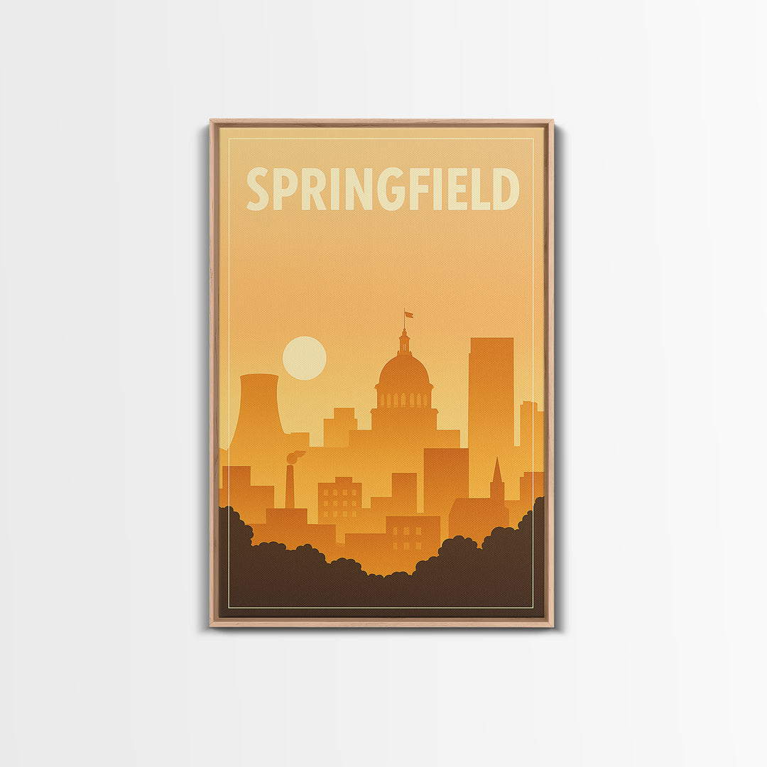 Sprinfield Travel Poster, Canvas Print, Classic Travel Poster Art, Sprinfield Wall Art, City Illustration, Vintage Travel Art, Wall Art