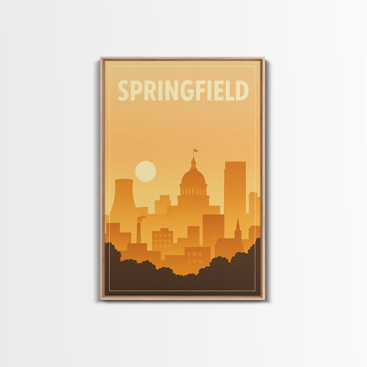 Sprinfield Travel Poster, Canvas Print, Classic Travel Poster Art, Sprinfield Wall Art, City Illustration, Vintage Travel Art, Wall Art