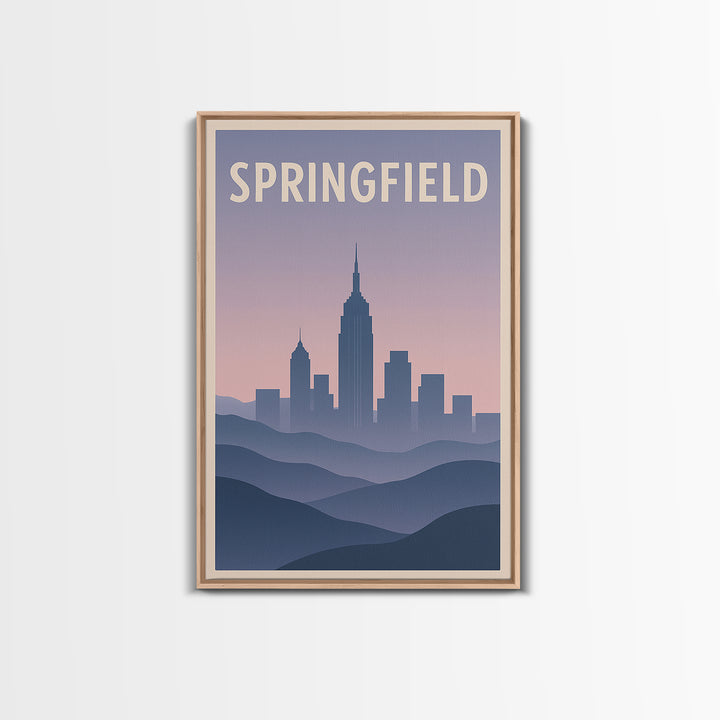 Springfield Travel Poster, Canvas Print, Mid Century City Wall Art, Springfield City Art, Retro Travel Print, City Travel Prints
