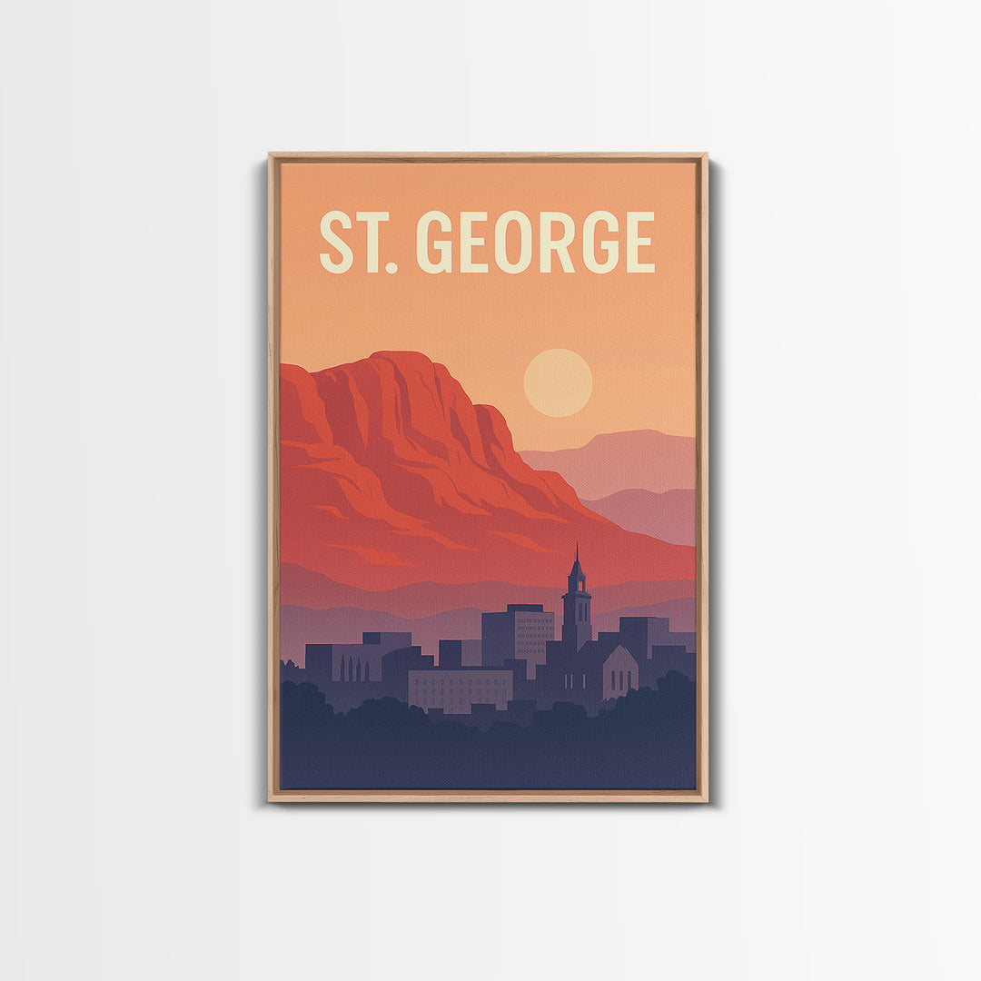 St George Utah Travel Poster, Canvas Print, Mid Century City Wall Art, St George Wall Art, City Travel Prints, Travel Art Print, Art Print