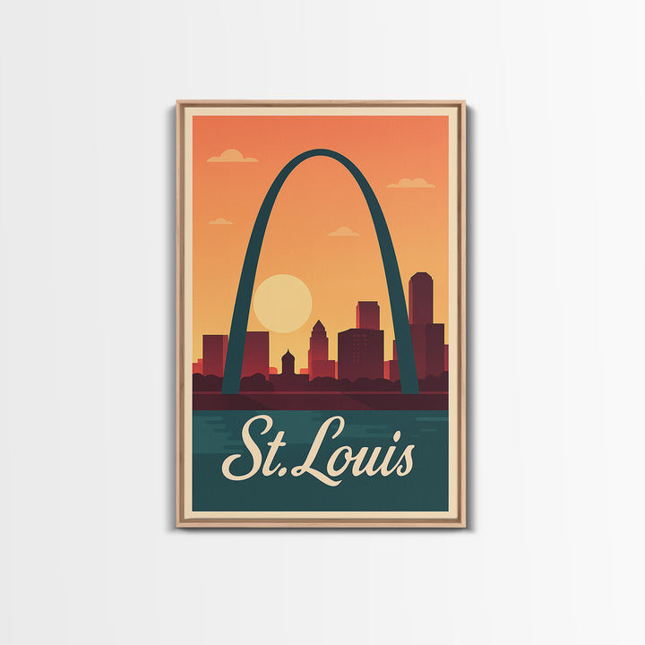 St Louis Missouri Travel Poster, Framed Canvas Print, Mid Century City Wall Art, St Louis Poster Print, Vintage City Art, Travel Poster Set