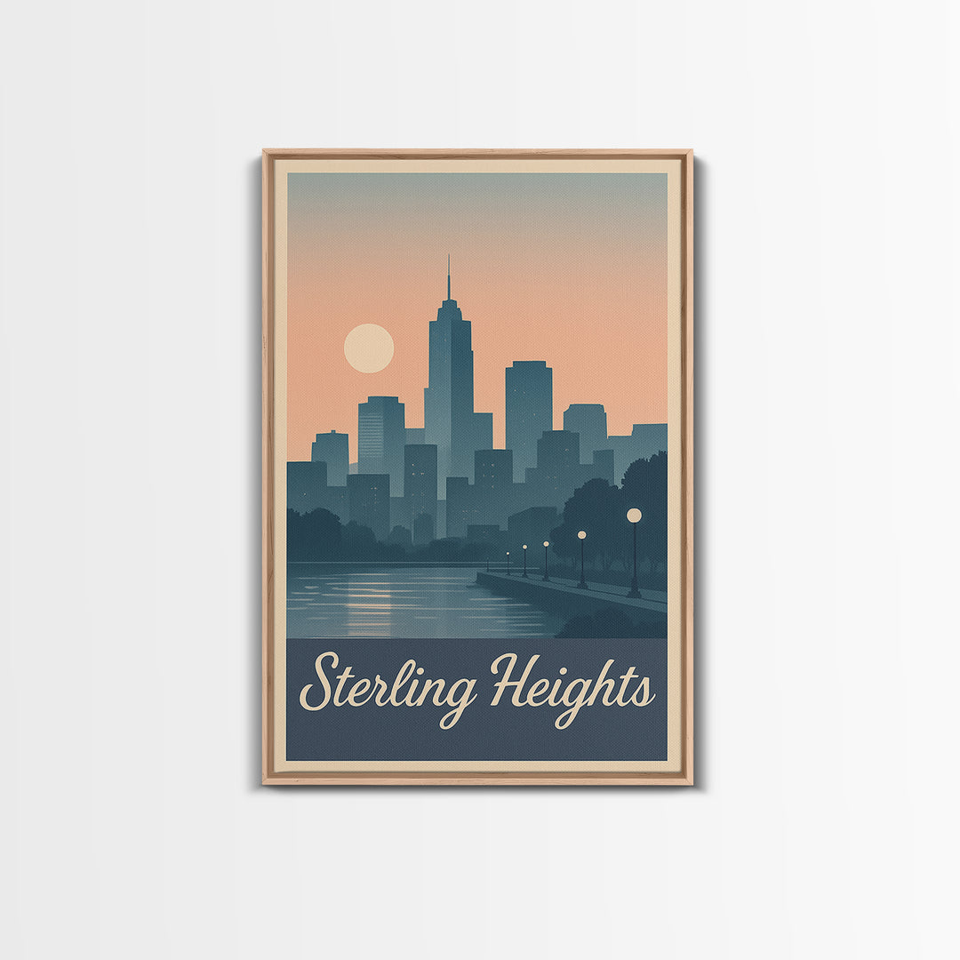 Sterling Heights Travel Poster, Canvas Print, Vintage Travel Poster Art, Sterling Heights Art Print, Travel Art Print, Gift For Travelers