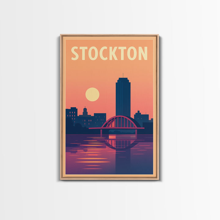 Stockton Travel Poster, Canvas Print, Vintage Travel Poster Art, Stockton Wall Art, City Art Print, Travel Art Print, Vintage Travel Art