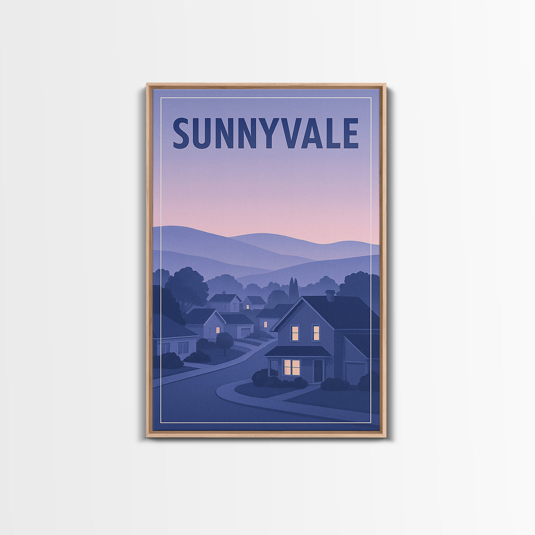 Sunnyvale California Travel Poster, Canvas Print, Retro Sunset Skyline Art, Sunnyvale Travel Art, Poster Art, Wall Decor, Poster Print