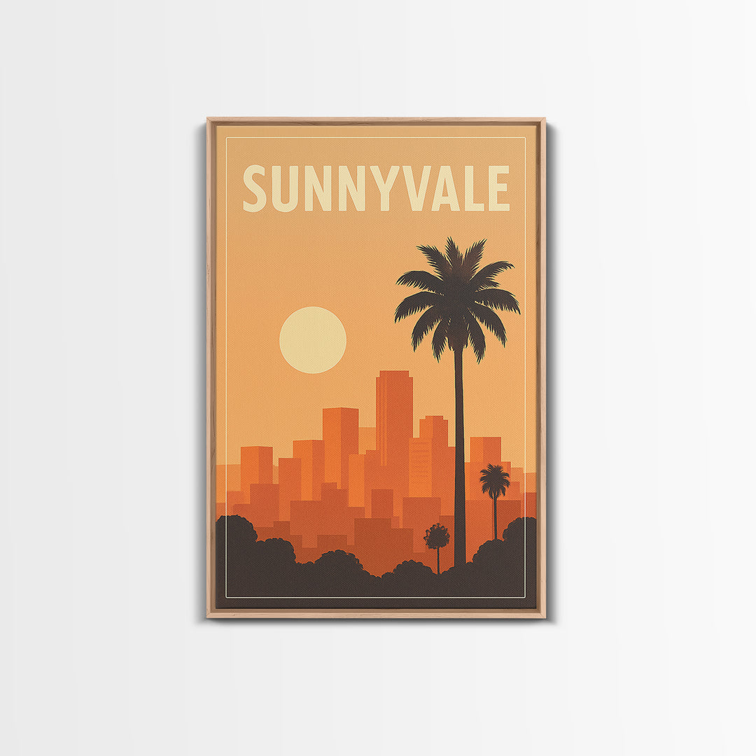 Sunnyvale Travel Poster, Framed Canvas Print, Vintage Travel Poster Art, Sunnyvale Art Print, Gift For Travelers, Living Room Wall Art
