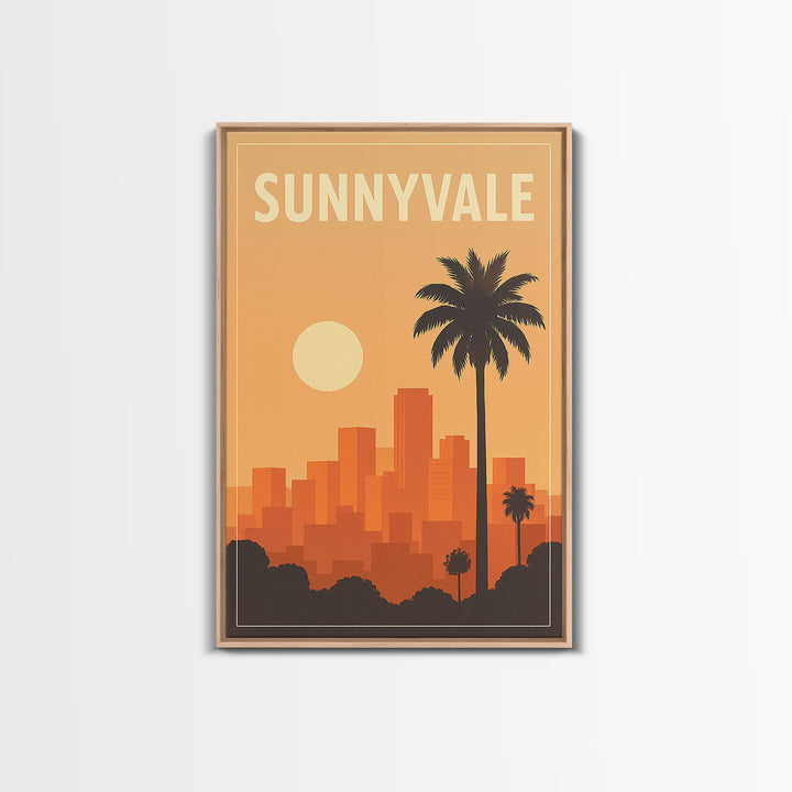 Sunnyvale Travel Poster, Framed Canvas Print, Vintage Travel Poster Art, Sunnyvale Art Print, Gift For Travelers, Living Room Wall Art