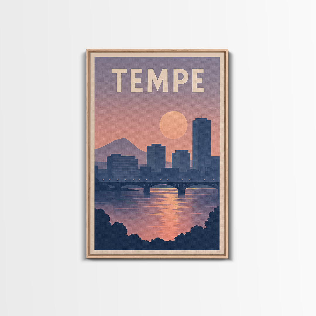 Tempe Arizona Travel Poster, Canvas Print, Mid Century City Wall Art, Tempe Travel Art, Travel Wall Art, City Poster, Gift For Travelers
