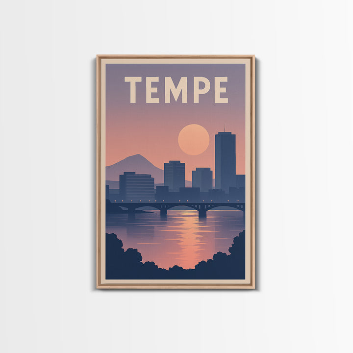 Tempe Arizona Travel Poster, Canvas Print, Mid Century City Wall Art, Tempe Travel Art, Travel Wall Art, City Poster, Gift For Travelers