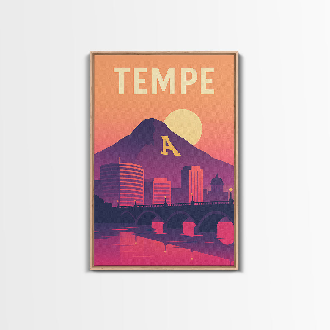 Tempe Travel Poster, Canvas Print, Vintage Travel Poster Art, Tempe Travel Art, Vintage City Art, Vintage Travel Print, City Art Print