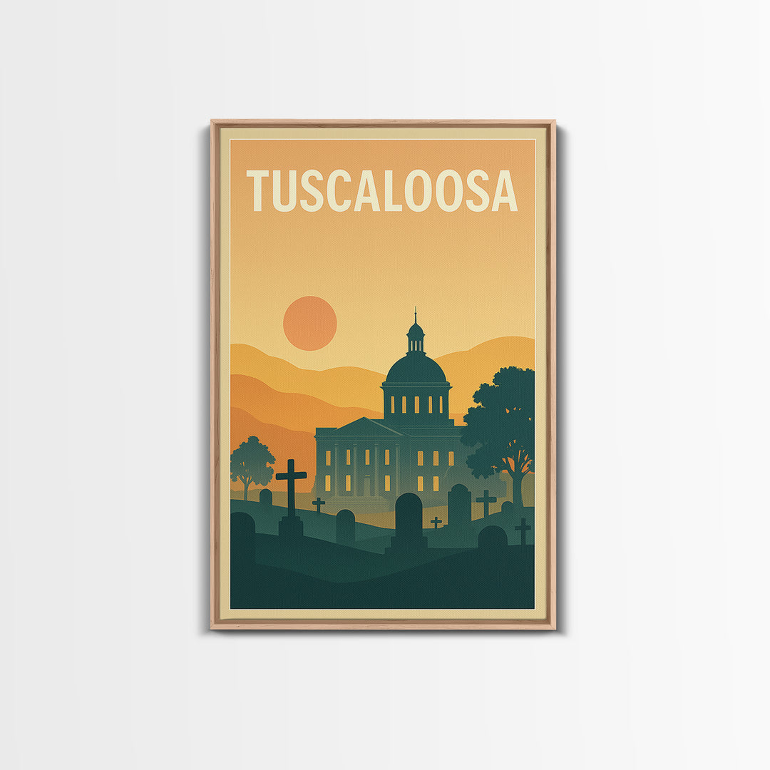 Tuscaloosa Travel Poster, Canvas Print, Vintage Travel Poster Art, Tuscaloosa Poster Print, Travel Wall Art, Vintage City Art, Design 2