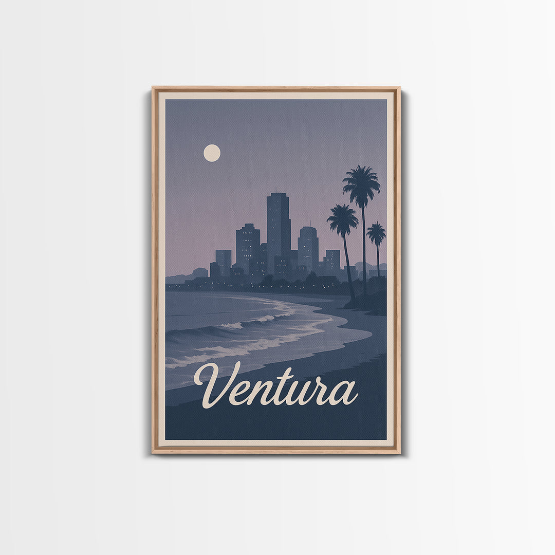 Ventura Travel Poster, Framed Canvas Print, Classic Travel Poster Art, Ventura City Art, Vintage Travel Art, Vintage Travel Print