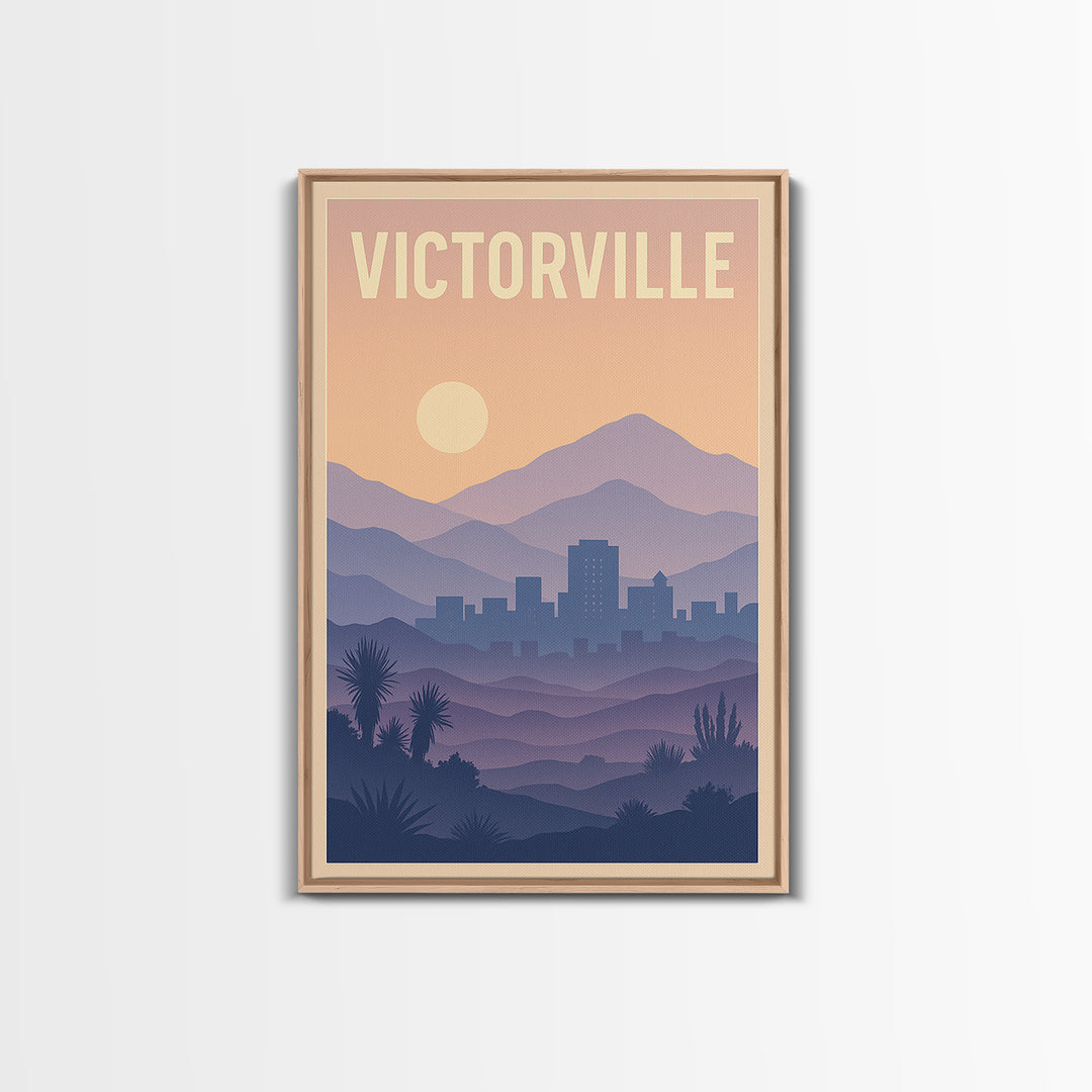 Victorville California Travel Poster, Canvas Print, Mid Century City Wall Art, Victorville Travel Art, Travel Poster Art, Watercolor Skyline