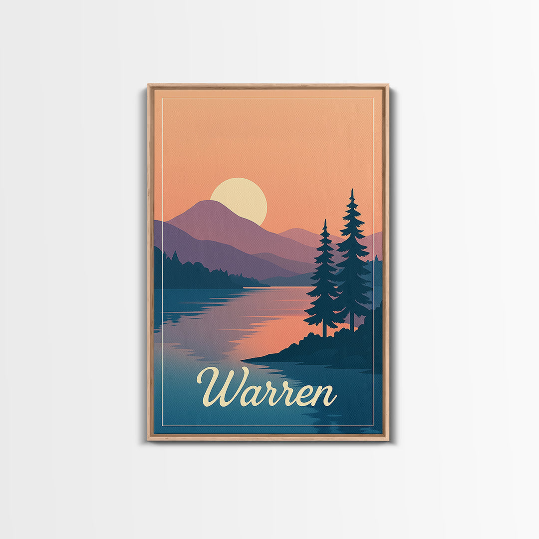 Warren Michigan Travel Poster, Framed Canvas Print, Mid Century City Wall Art, Warren City Art, Mid Century Wall Art, Vintage Travel Print