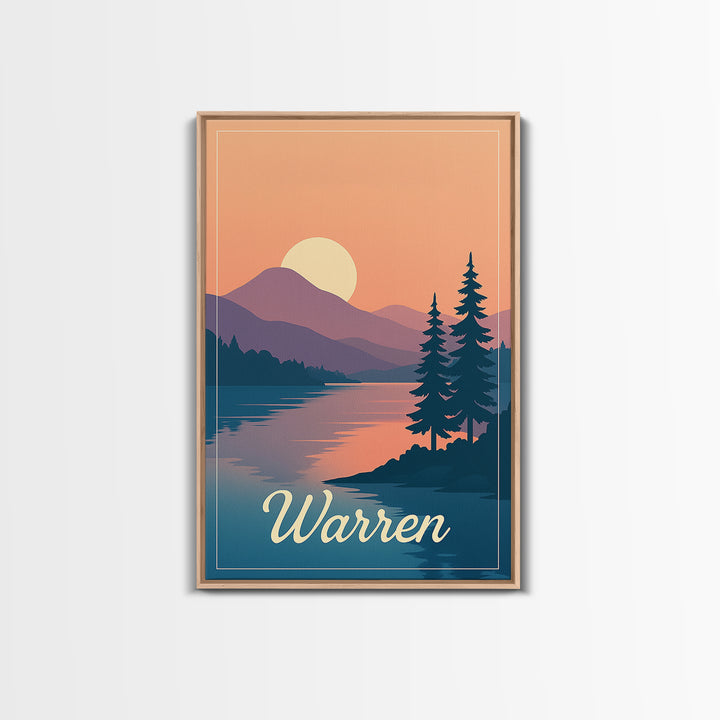 Warren Michigan Travel Poster, Framed Canvas Print, Mid Century City Wall Art, Warren City Art, Mid Century Wall Art, Vintage Travel Print