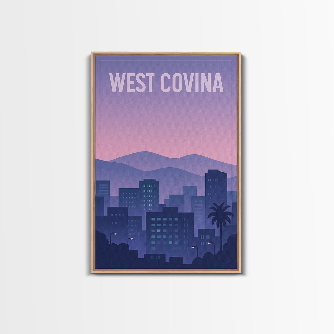 West Covina California Travel Poster, Canvas Print, Vintage Poster Art, West Covina Travel Art, City Illustration, Vintage City Poster