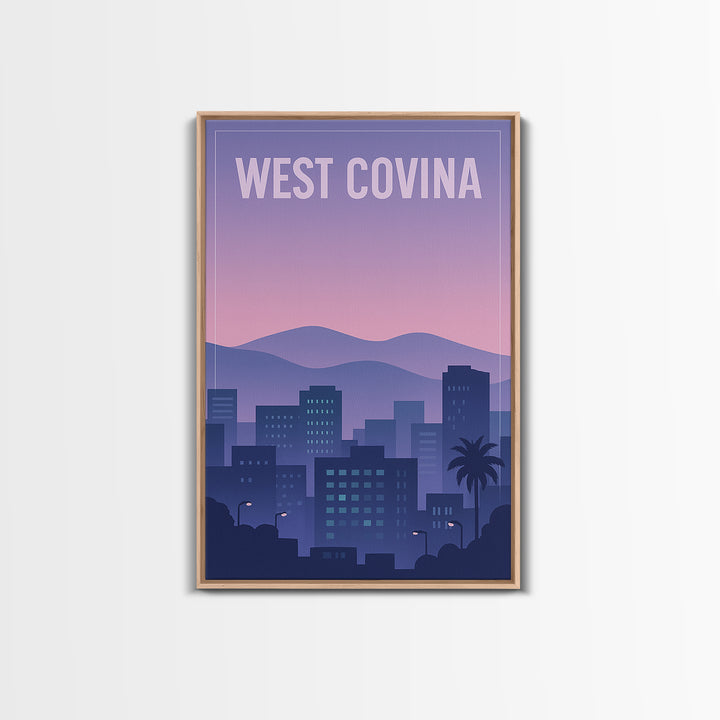West Covina California Travel Poster, Canvas Print, Vintage Poster Art, West Covina Travel Art, City Illustration, Vintage City Poster