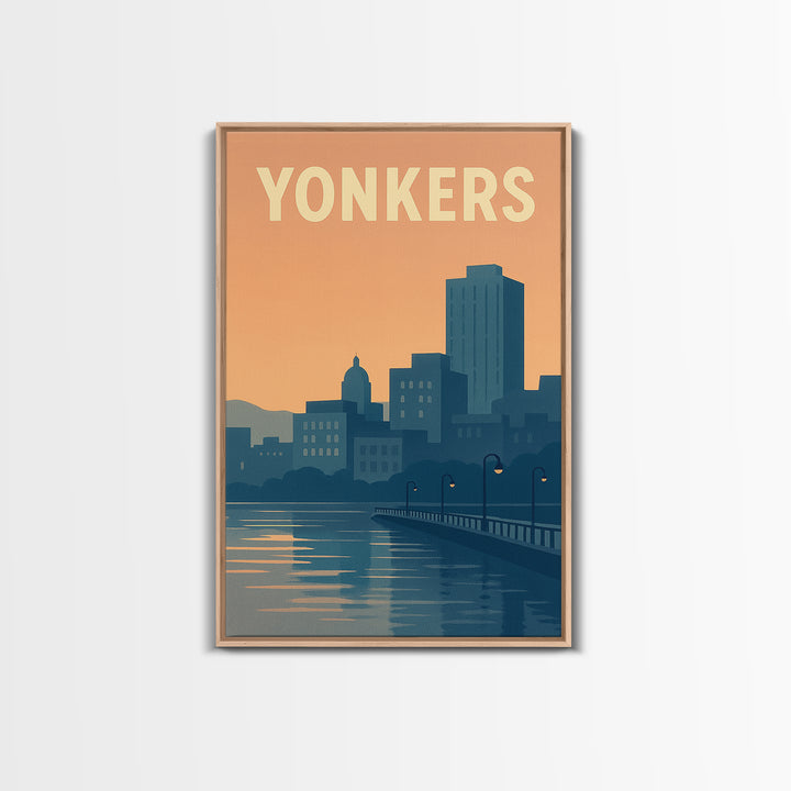 Yonkers New York Travel Poster, Framed Canvas Print, Mid Century City Wall Art, Yonkers Wall Art, Travel Poster Art, Retro Travel Print